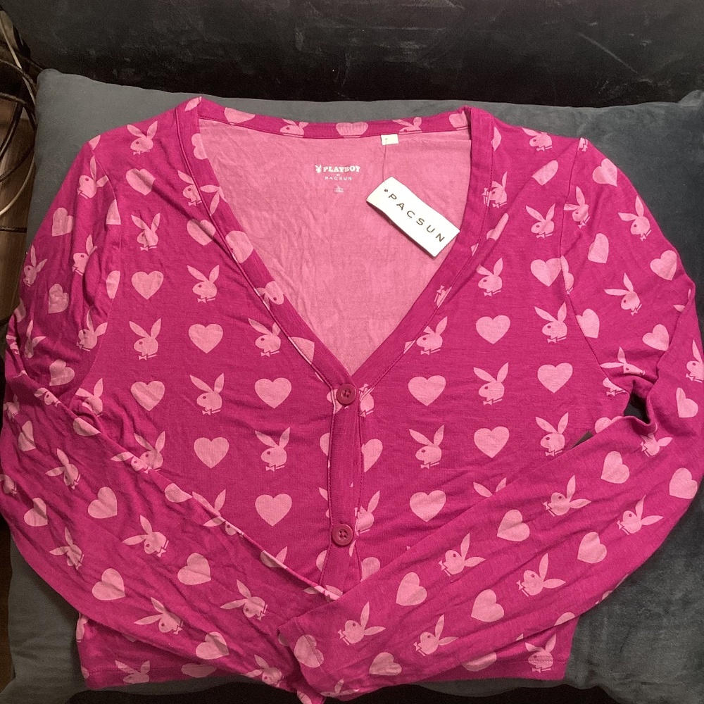 Playboy Lounge Sleep Cardigan - Loungewear Pajama Top Cardigan